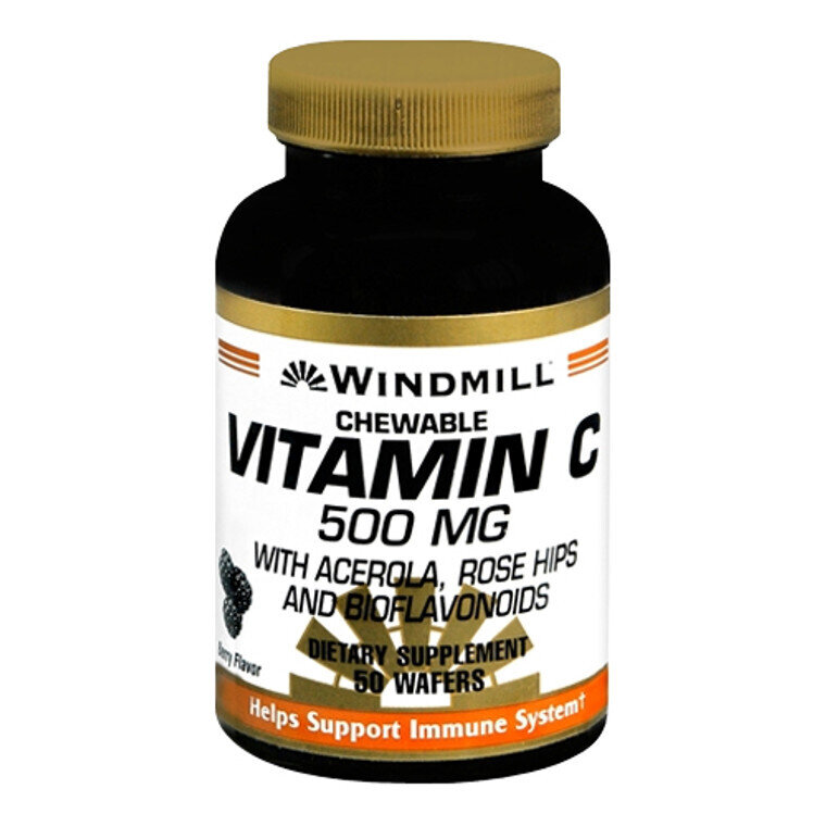 Ascorbic Acid C-500 With Rose Hils And Bioflavonoids Chewable Wafers 50ct
