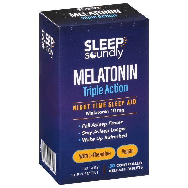 Melatonin 10mg Triple Action With L-Theanine Controlled Release Tablets 30ct