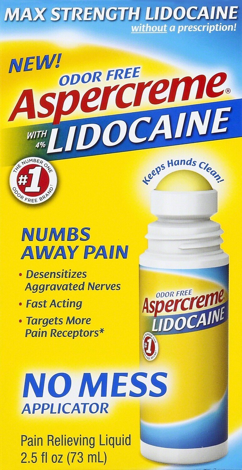 Aspercreme with 4% Lidocaine Pain Relief Liquid Fragrance-Free Roll-On