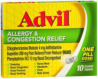 Advil Allergy & Congestion Relief Coated Tablets 10CT
