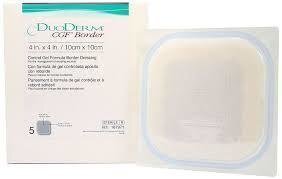ConvaTec #187971 DuoDerm CGF Border - 4 inch X 4 inch (10cm X 10cm)- Plus 3/4" Adhesive Border - Pack of 5