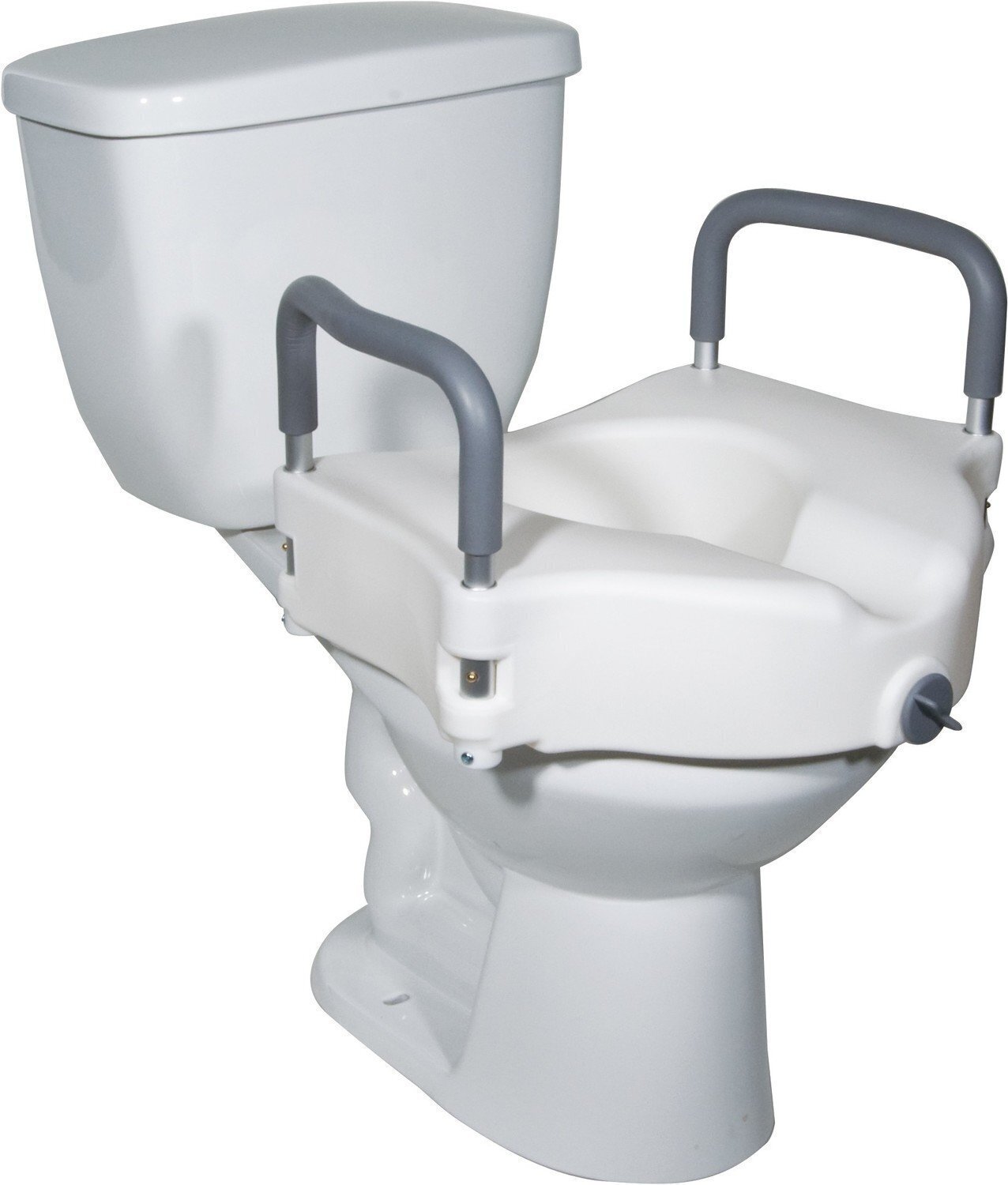 Drive Medical 2 In 1 LOCKING, Raised Toilet Seat With Tool Free Removable Arms 5"