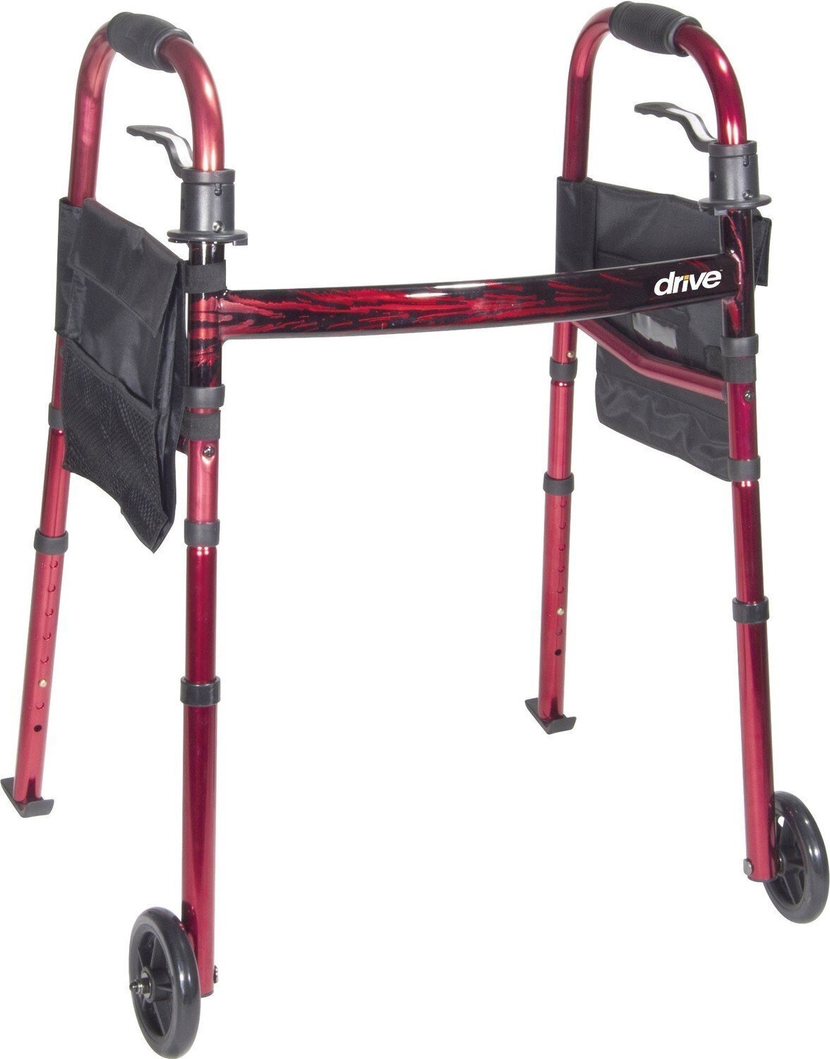 Drive Medical Deluxe Folding Travel Walker With 5" Wheels