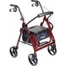 Drive Medical DUET Rollator/Transport Chair With 8" Casters (Burgandy or Blue)