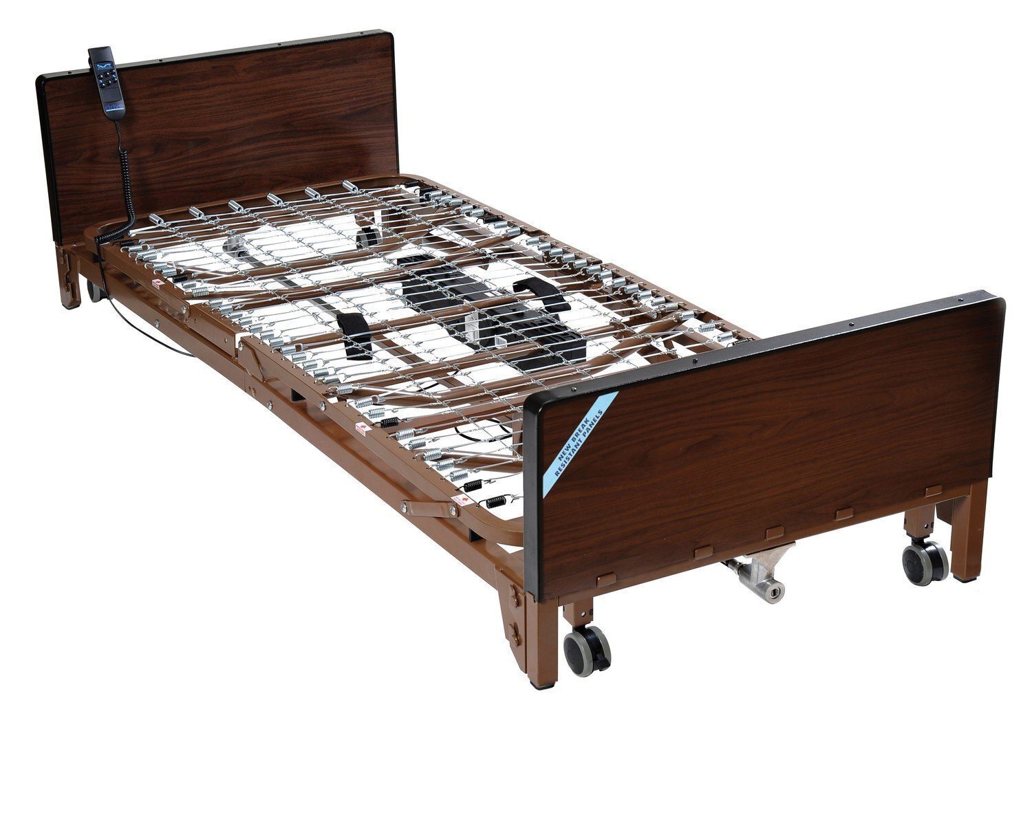 Drive Medical Ultra Light 1000 Full Electric Low Hospital Bed (HI-LO) With Therapeutic Mattress and Full Bed Rails