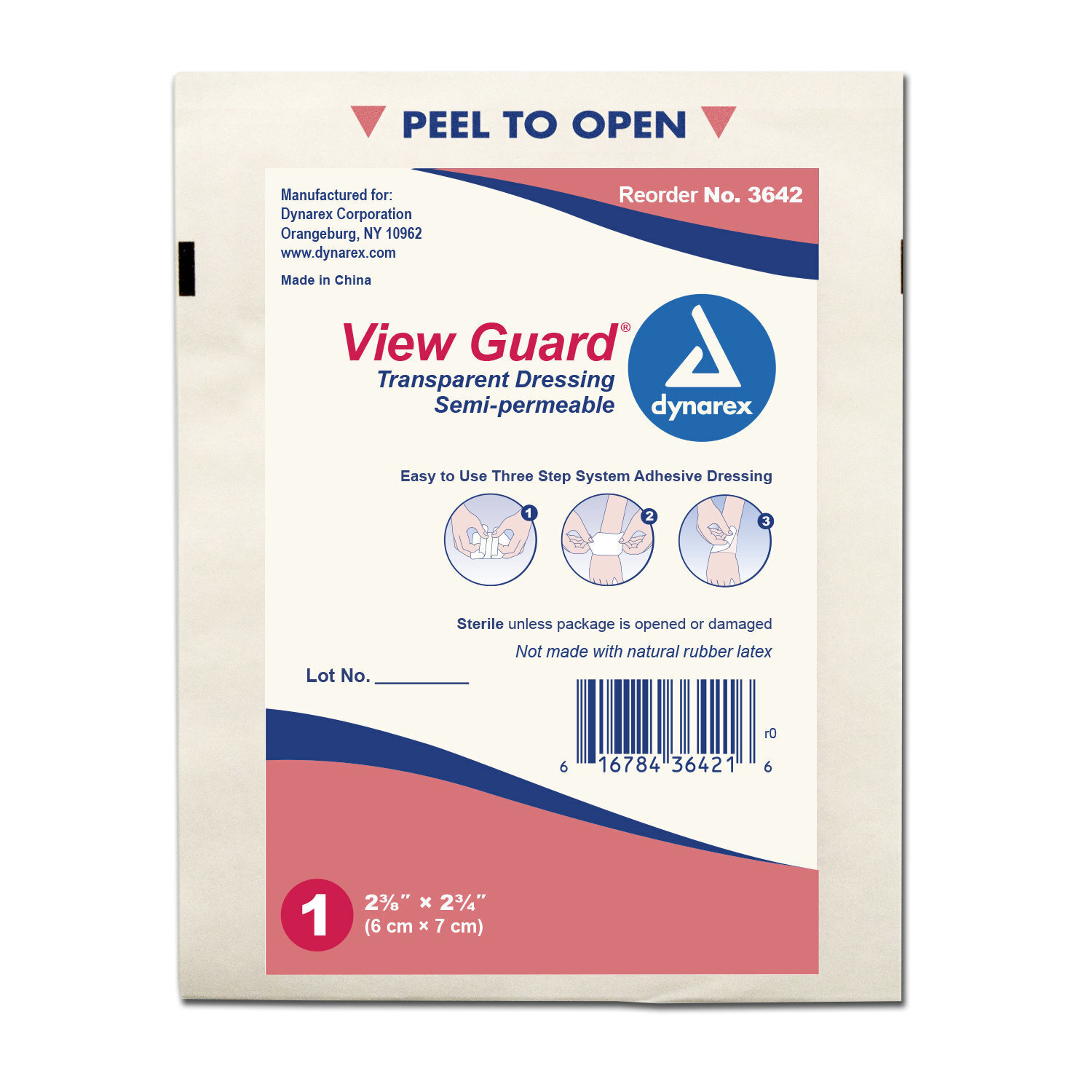 Dynarex View Guard Transparent Dressing - Semi-permeable - 2& 3/8 inch X 2& 3/4 inch (6cm X 7cm) - Sterile - Sold Each Pad
