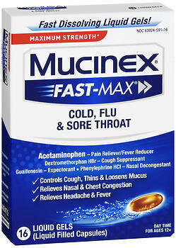 Mucinex Fast-Max Cold, Flu & Sore Throat Liquid Gels 16CT