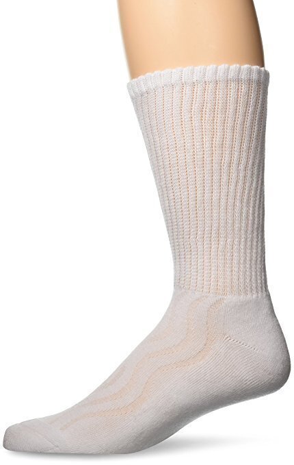 Plus MD Diabetic Socks - CREW - Seamless Comfort - Large - White - 1 Pair