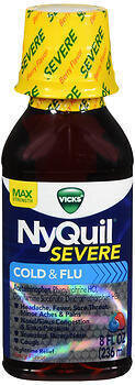 Vicks NyQuil Severe Cold & Flu Nighttime Liquid Berry Flavor 8OZ