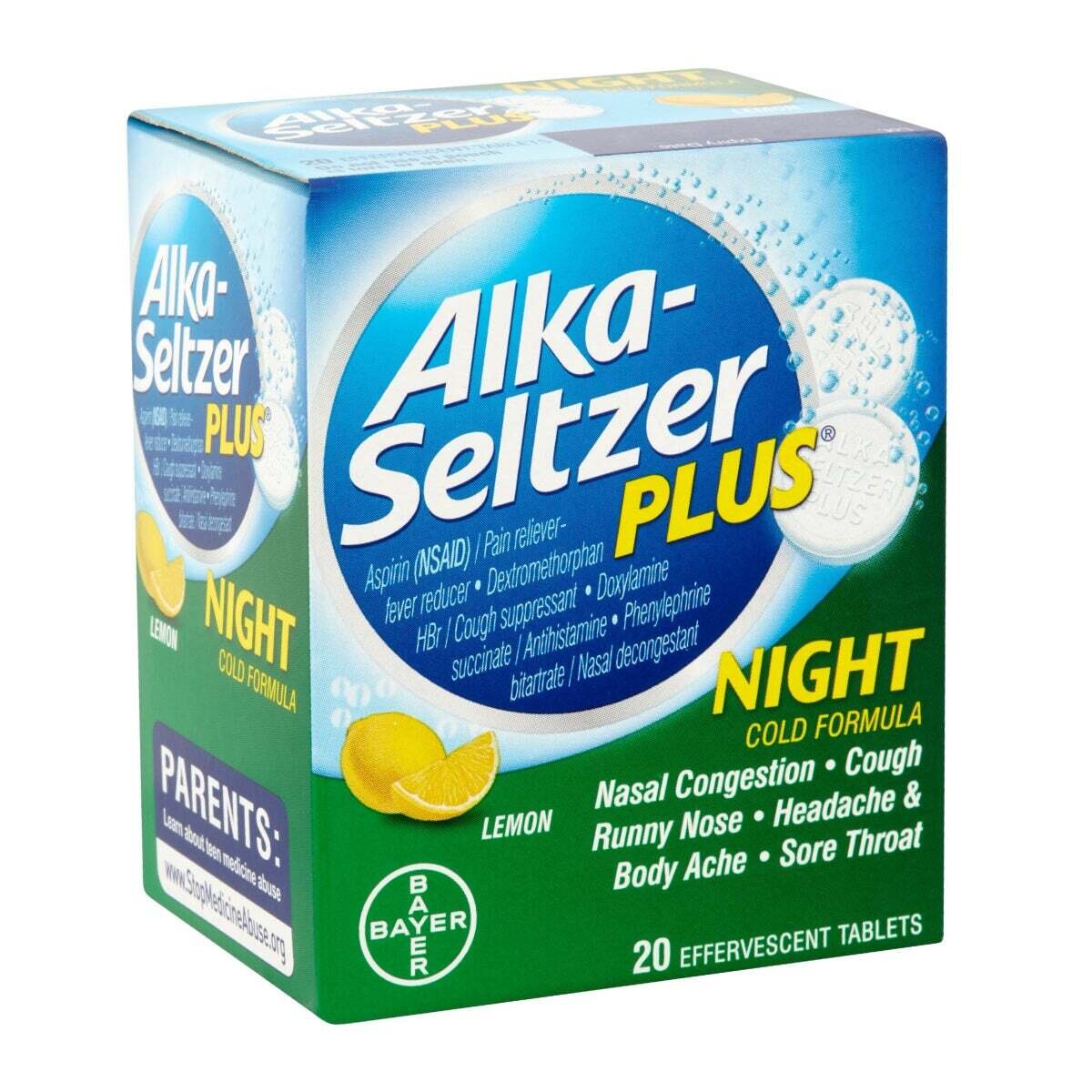 Alka-Seltzer Plus Severe Cold Night Lemon Effervescent Tablets 20 ct