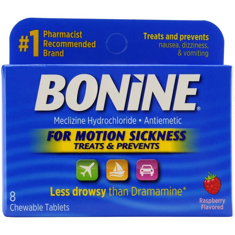 Bonine Meclizine HCl Raspberry Flavored Chewable Tablets 16 ct