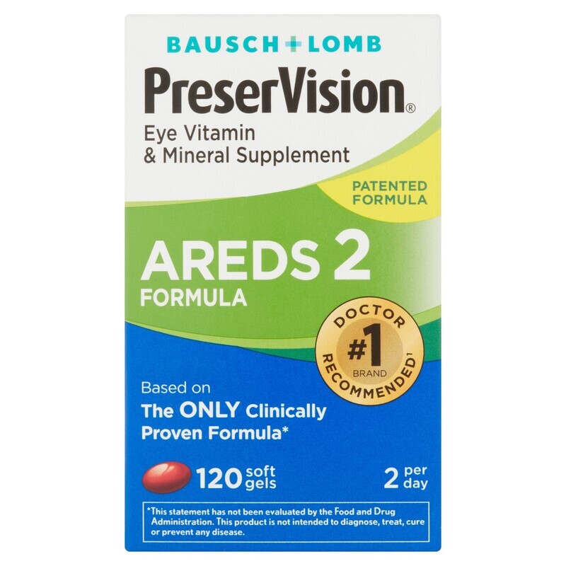 Bausch & Lomb PreserVision AREDS 2 Eye Vitamin And Mineral Supplement Mini Softgels 120ct