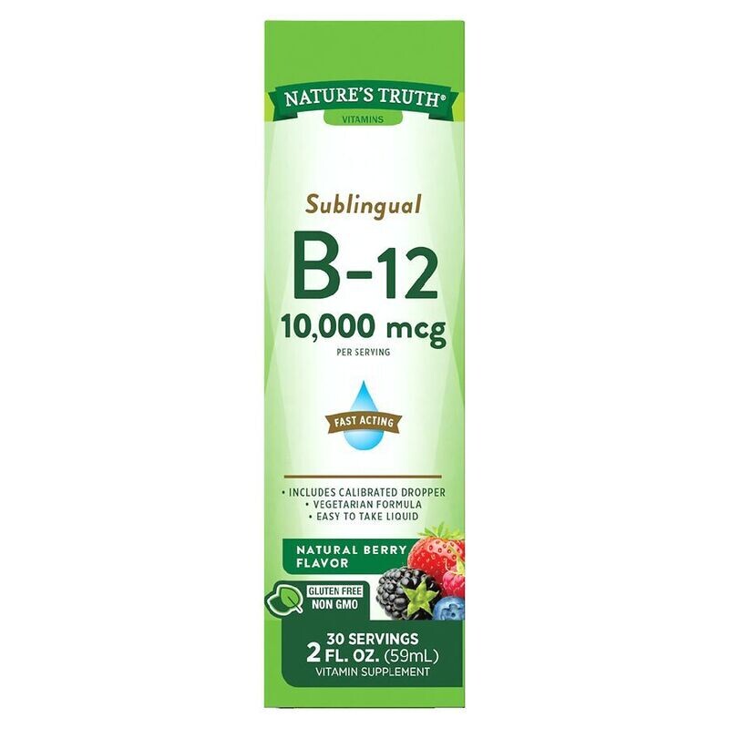 Nature's Truth Sublingual Vitamin B-12 10,000mcg Fast Acting Drops - Natural Berry Flavor 2oz