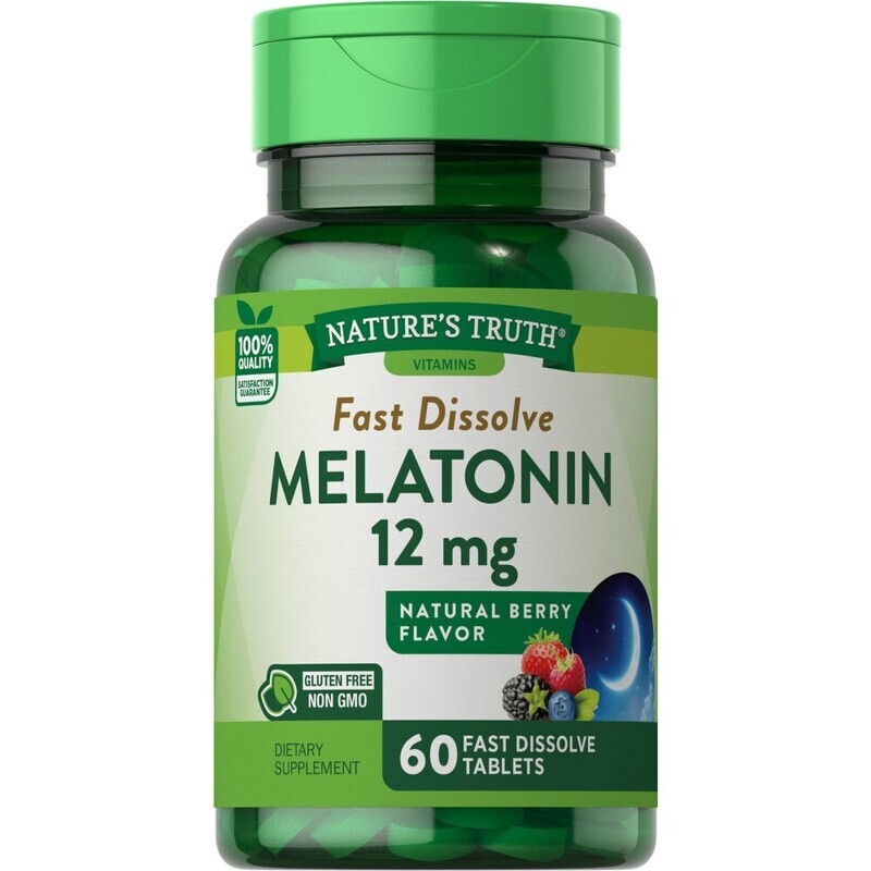 Melatonin 12mg Fast Dissolve Tablets - Natural Berry Flavor 60ct