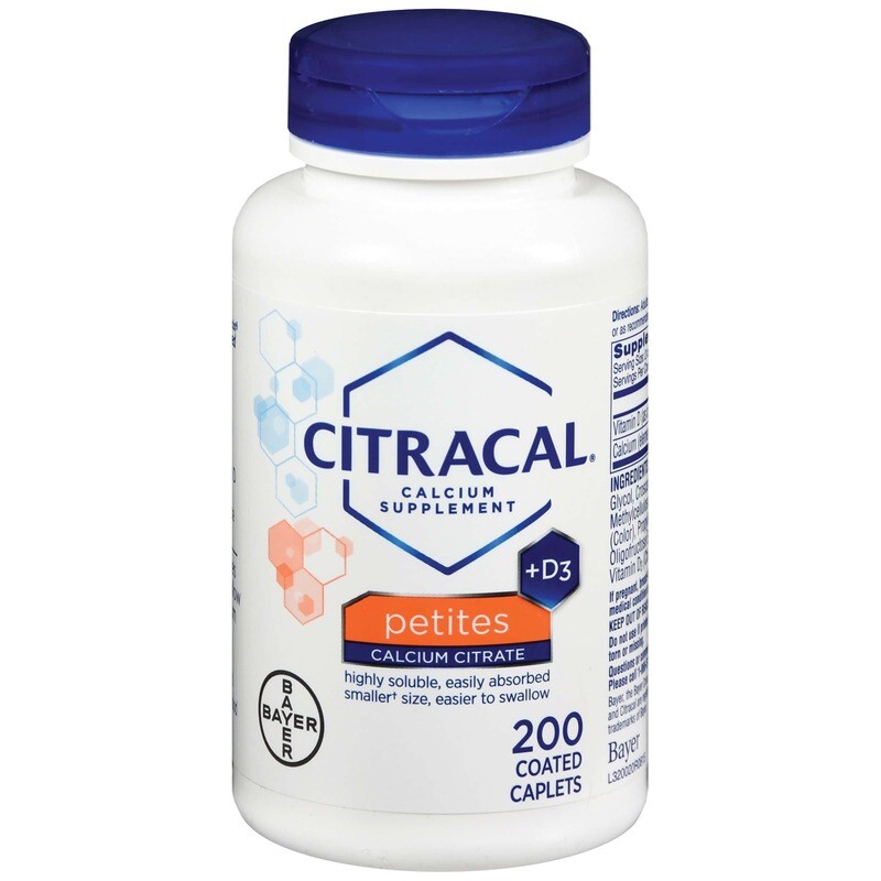 Citracal Calcium Supplement Plus Vitamin D3 Petite Coated Caplets 200ct