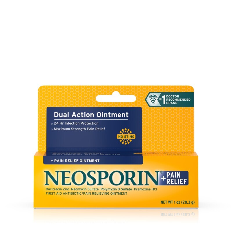 Neosporin + Pain Relief No Sting First Aid Antibiotic/Pain Relieving Ointment 1 oz