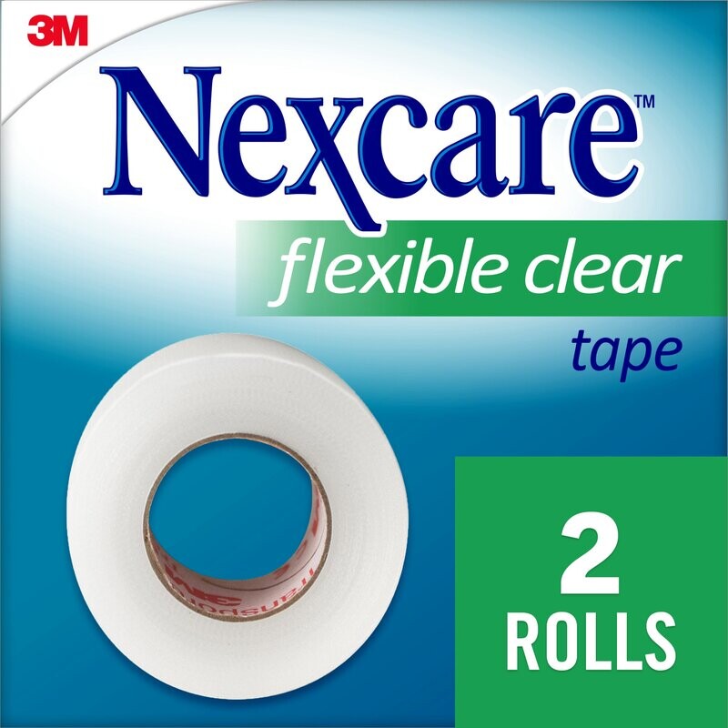 Nexcare Flexible Clear Tape for Discreet Hold 1in x 360in Two Pack