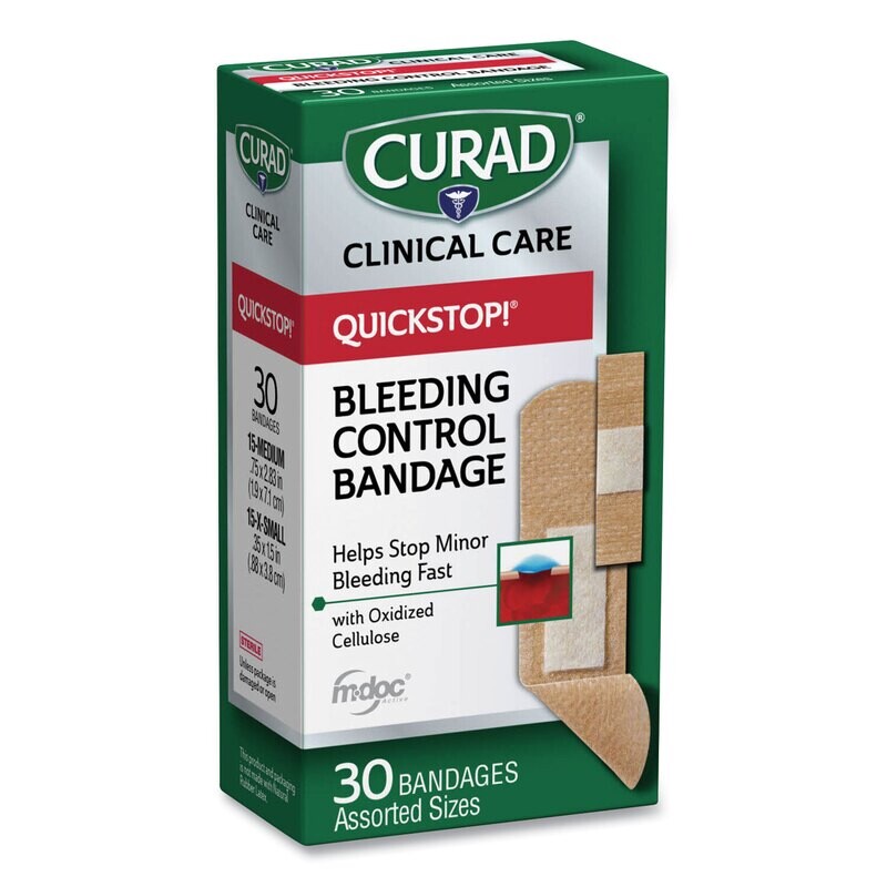 Curad Clinical Care Quickstop! Bleeding Control Bandage Assorted Sizes 30 ct