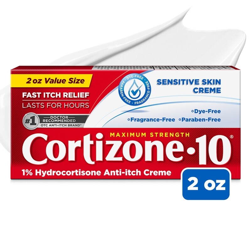 Cortizone 10 Maximum Strength Sensitive Skin Creme 1% Hydrocortisone Anti-Itch Creme 2 oz
