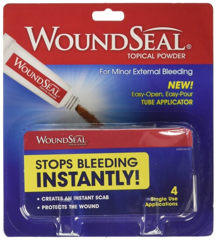 WoundSeal Topical Powder for Minor External Bleeding Easy-Pour Tube Applicator 4 Applications