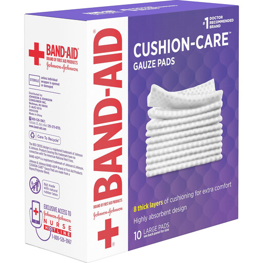 Band-Aid Cushion-Care Gauze Pads Large 4in x 4in 10 ct