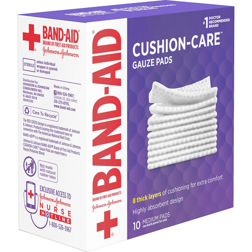 Band-Aid Cushion-Care Gauze Pads Medium 3in x 3in 10 ct
