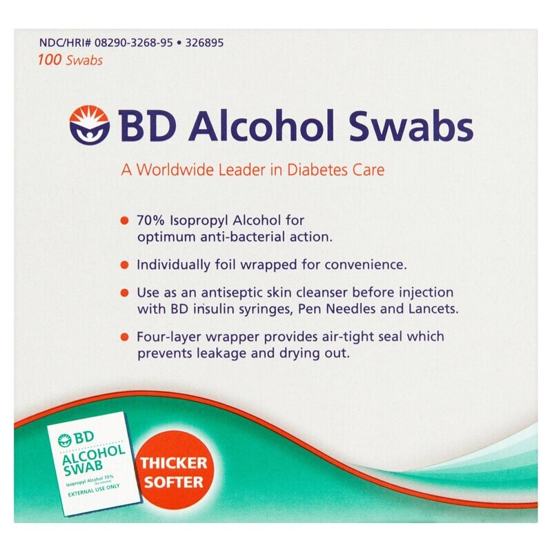 BD Alcohol Swabs 100 ct