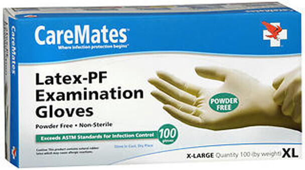 CareMates Latex-PF Examination Gloves Powder Free Non-Sterile X-Large 100 ct