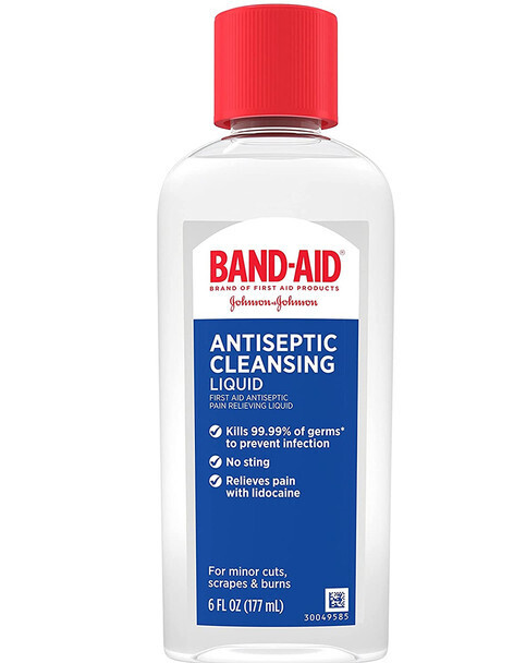 Band-Aid Antiseptic Pain Relieving Cleansing Liquid for Minor Cuts, Scrapes, and Burns with Lidocaine 6 fl oz