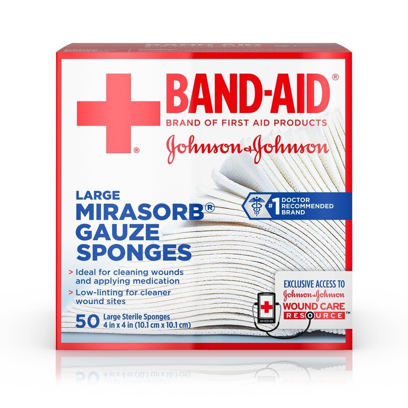 Band-Aid Tru-Absorb Gauze Sponges Large 4in x 4in 50 ct Band-Aid Tru-Absorb Gauze Sponges Large 4in x 4in 50 ct
