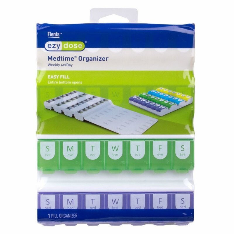 Ezy Dose Medtime Planner Weekly 4x/day With Easy Fill Bottom Open