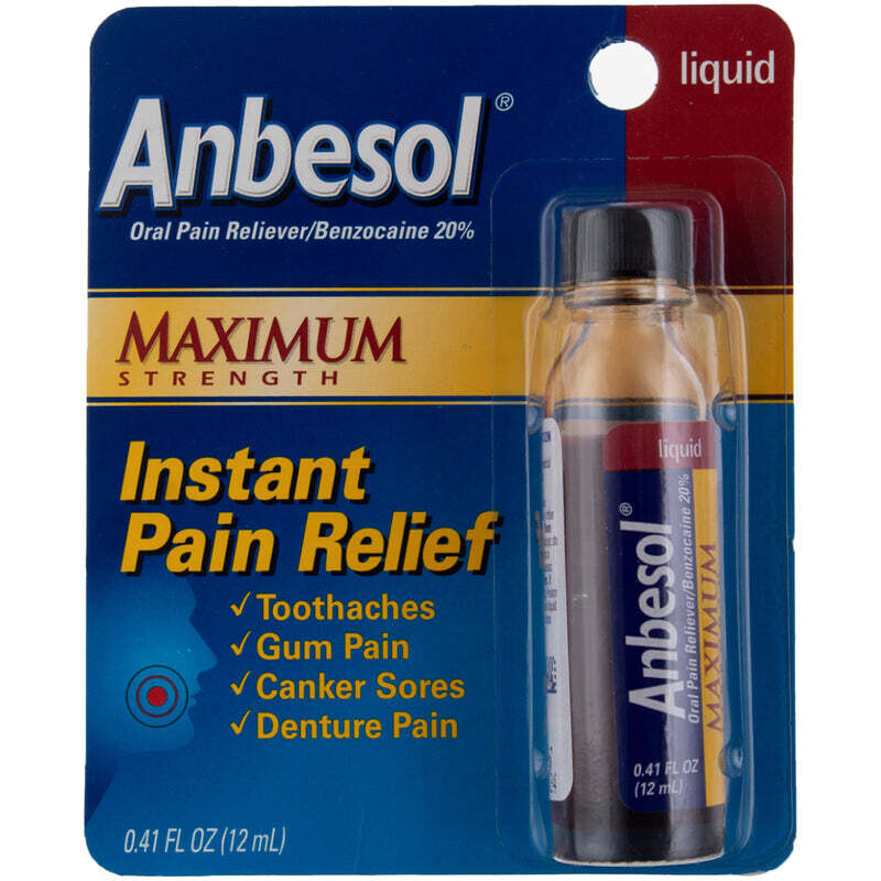 Anbesol Maximum Strength Benzocaine 20% Instant Pain Relief Liquid 0.41 fl oz