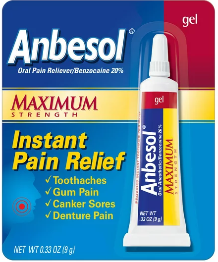 Anbesol Instant Oral Pain Relief Benzocaine 20% Gel 0.33 oz