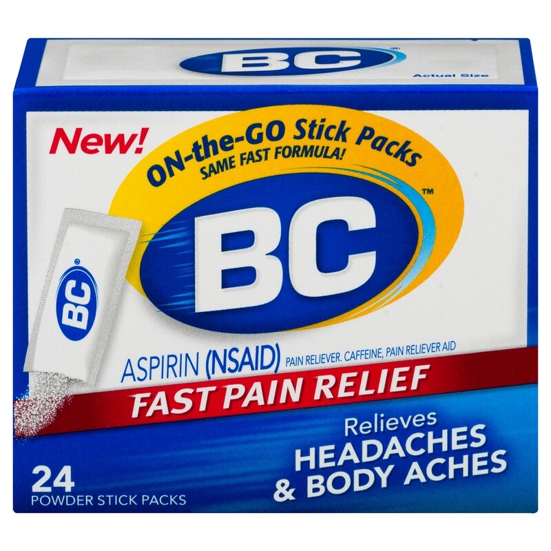 BC Fast Pain Relief Powder Packs for Headache and Body Aches 24 ct