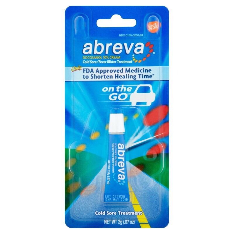 Abreva Docosanol 10% Cream Cold Sore/Fever Blister Treatment 2 g