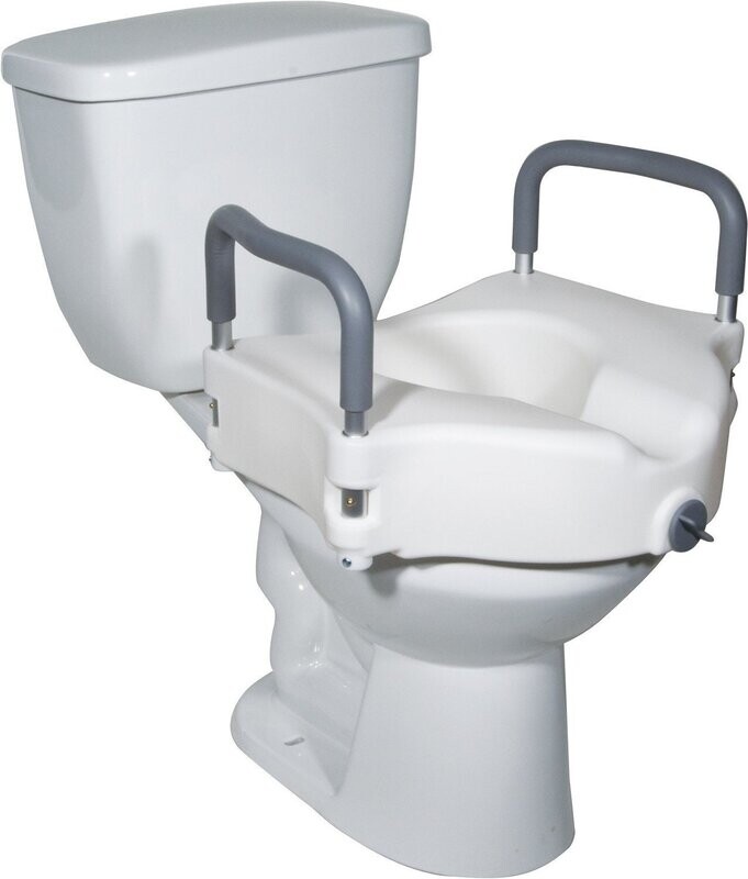 Drive Medical 2 In 1 Raised Toilet Seat With Tool Free Removable Arms 5"