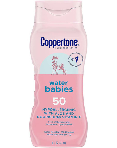 Coppertone Water Babies Sunscreen Lotion SPF 50 Hypoallergenic with Aloe and Nourishing Vitamin E 8 fl oz