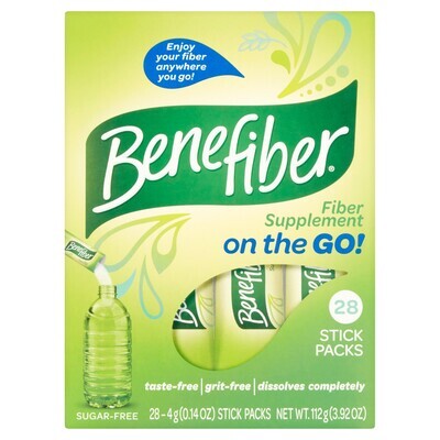 Benefiber Prebiotic Fiber Supplement On the Go Stick Packs 28 ct