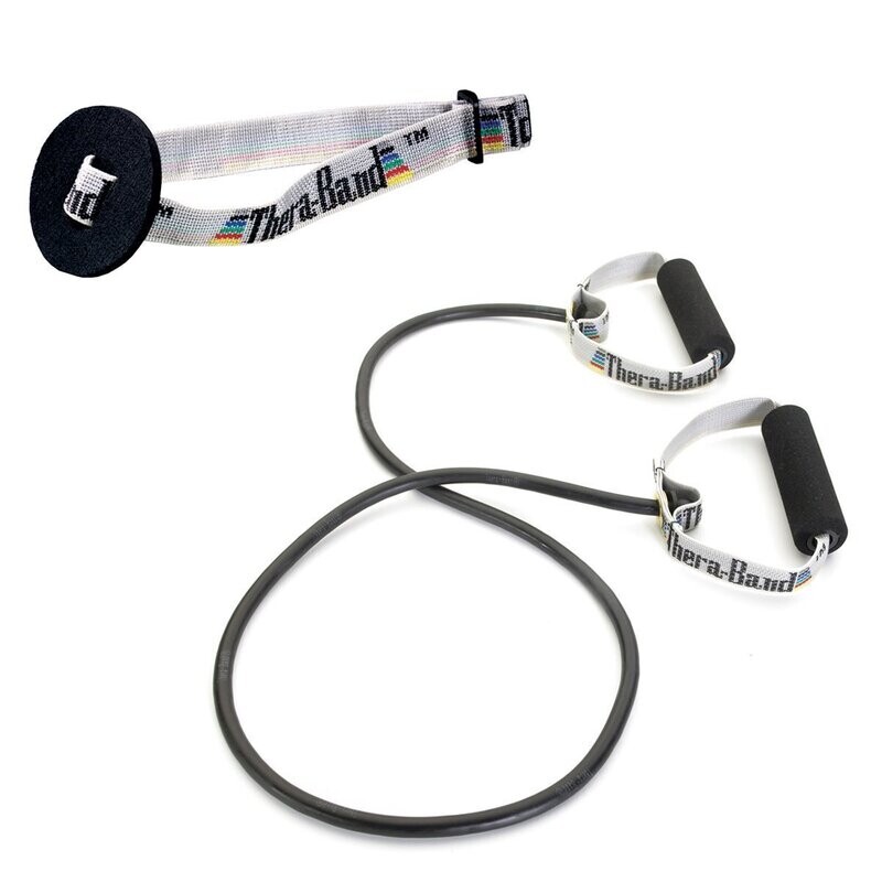TheraBand Tubing With Handles And Door Anchor - Black - Intermediate