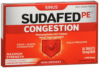 SUDAFED PE Congestion Tablets 36 CT