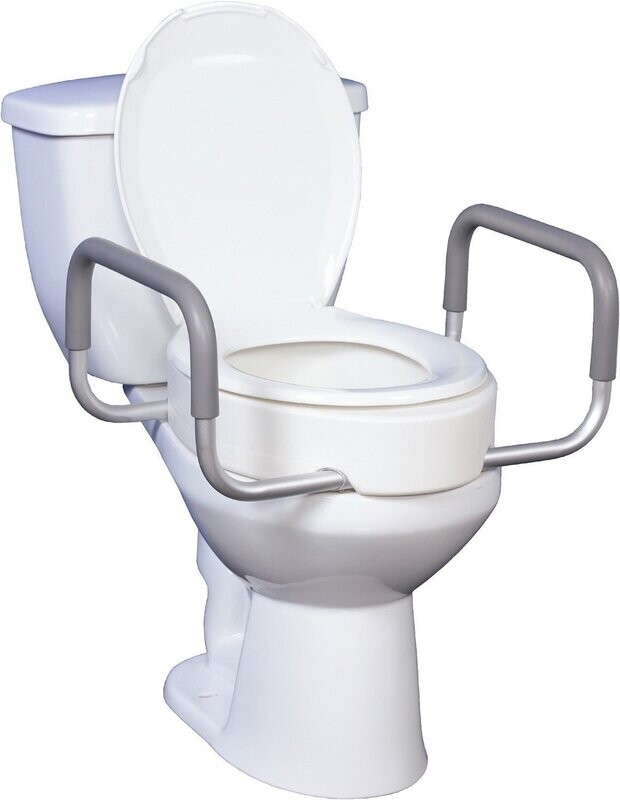 Drive Medical Premium Raised Toilet Seat With Removable Arms - Elongated Toilet