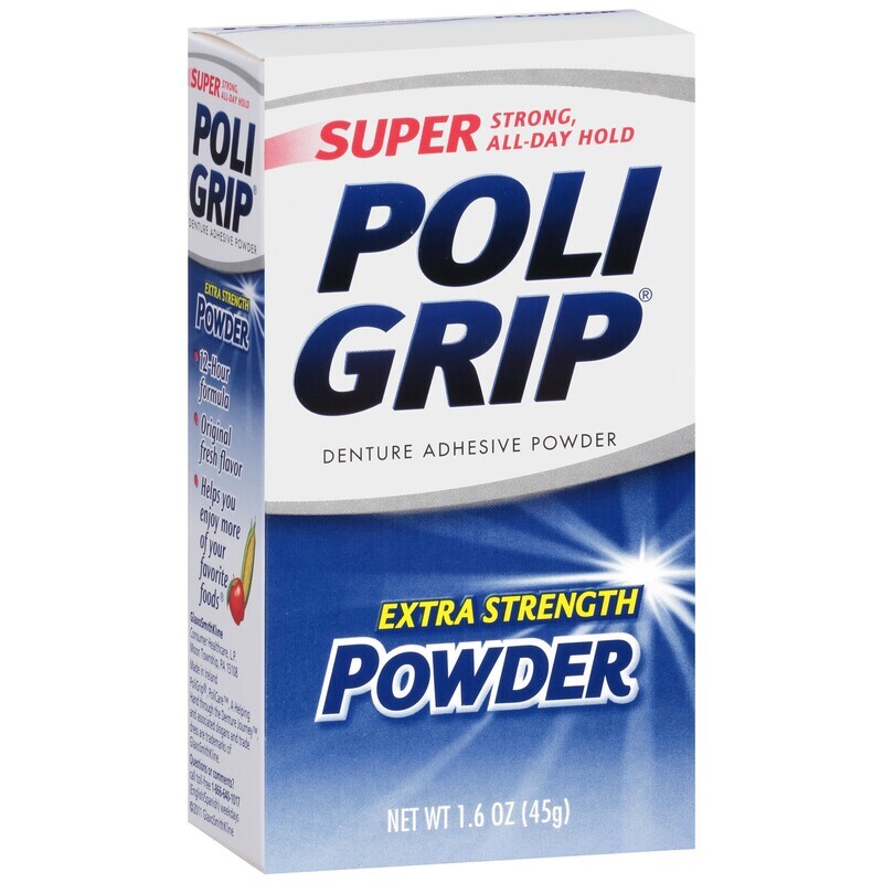Poligrip Denture Adhesive Extra Strength Powder 1.6oz