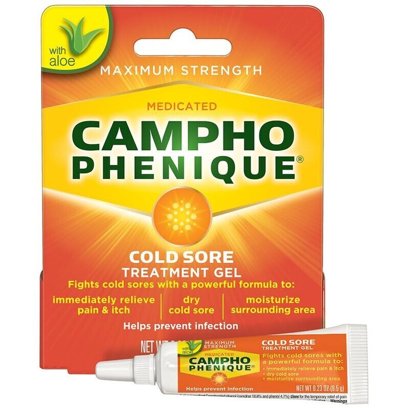 Medicated Campho Phenique Maximum Strength Cold Sore Treatment Gel with Aloe 0.23 oz Medicated Campho Phenique Maximum Strength Cold Sore Treatment Gel with Aloe 0.23 oz