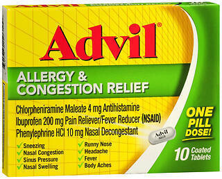 Advil Allergy & Congestion Relief Coated Tablets 10CT
