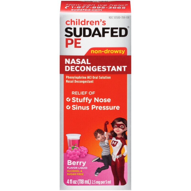 Sudafed PE Children’s Nasal Decongestant Non-Drowsy Berry Flavored Liquid 4 fl oz