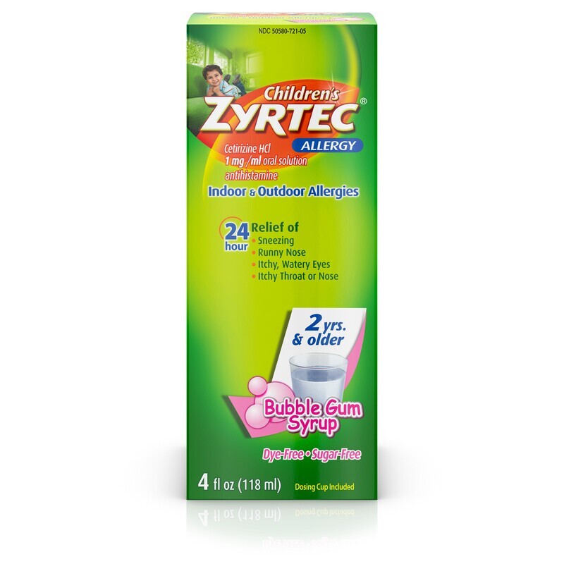 Zyrtec Children’s Allergy Dye-Free and Sugar Free Bubble Gum Liquid 4 fl oz