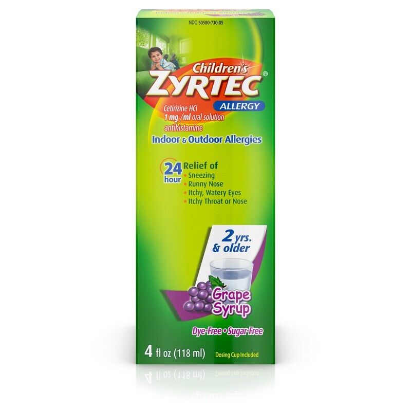 Zyrtec Children’s Allergy Dye-Free and Sugar Free Grape Liquid 4 fl oz