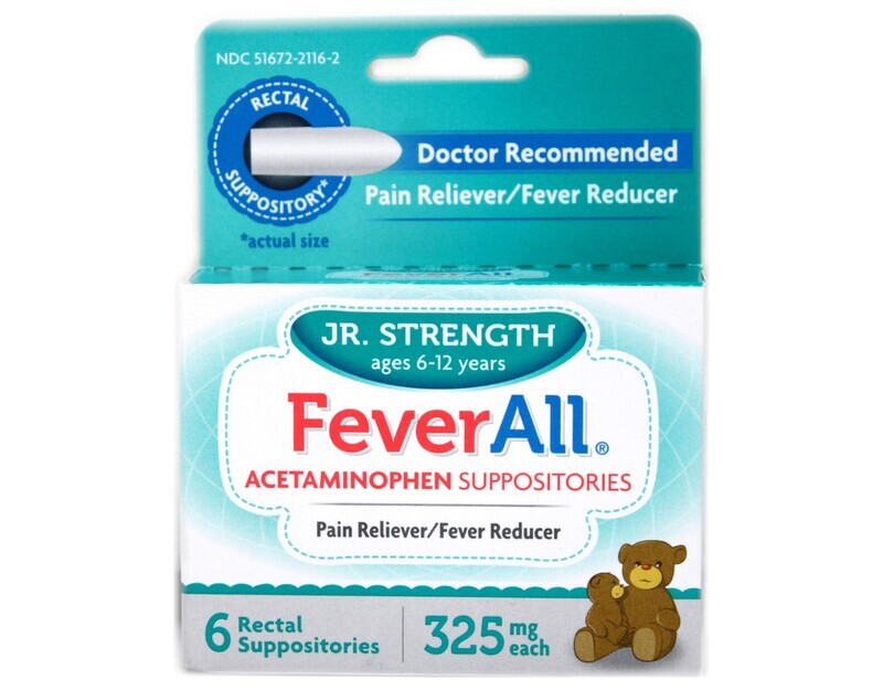 Fever All Jr. Strength Acetaminophen Suppositories 325 mg 6 ct