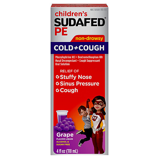 Sudafed PE Children’s Cold and Cough Non-Drowsy Grape Flavored Liquid 4 fl oz