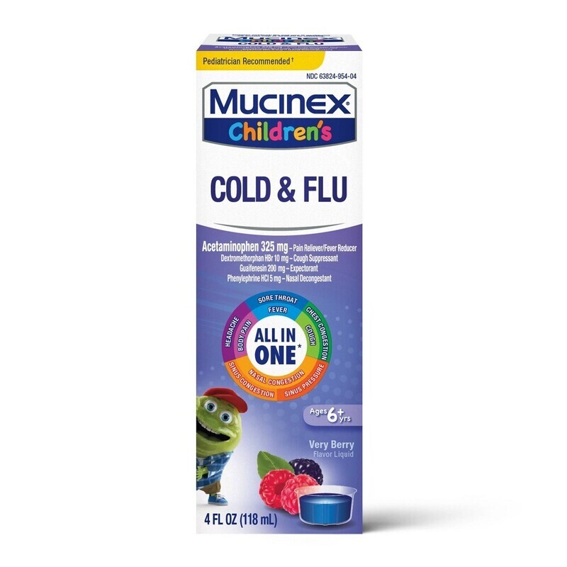 Mucinex Children’s Cold and Flu Very Berry Flavored Liquid 4 fl oz